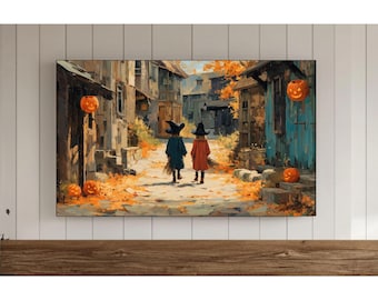Spooky Town Frame TV Art, Vintage Halloween Street (Digital Download)