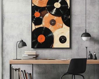Vintage Record Eclectic Wall Art, Trendy Art, Retro Printable