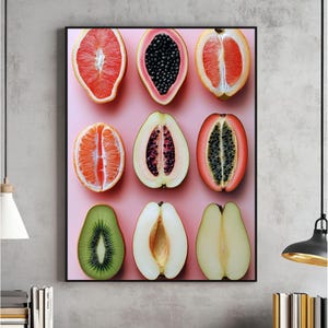 Sliced Feminine Fruit Art Print, Vintage Poster, Empowerment Wall Decor, Body Positivity Print, Signed Art Print Wall Decor Digital Download