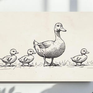 Rustic Nursery Wall Art, Duck Sketch, Cute Animal Print for Kids Room Decor, Farmhouse Nursery Art, Vintage Nursery, Digital Download