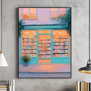 Bookshop Wall Art, Book Nook Decor, Cozy Bookstore Poster, Reading Nook, Vintage Bookshop Aesthetic Digital File, Bookish Merch Printable
