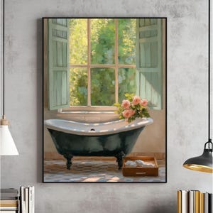 Vintage Bathroom Art Wall Art, Bathtub Art Print, Bath Room Digital File, Bathtub Wall Decor, Farmhouse Bathroom Poster, Bath Room Decor