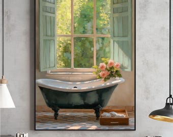 Sztuka ścienna w stylu vintage do łazienki, wydruk sztuki wanny, cyfrowy plik do łazienki, dekoracja ścienna do wanny, plakat do łazienki w stylu rustykalnym, dekoracja pokoju łazienkowego