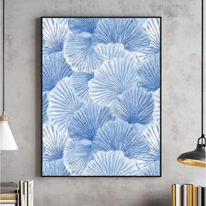 Zeeschelp kunst aan de muur, afdrukbare kust cowgirl, blauwe vintage kust kleindochter esthetiek, decor strandhuis, studentenkamer print studentenkamer print