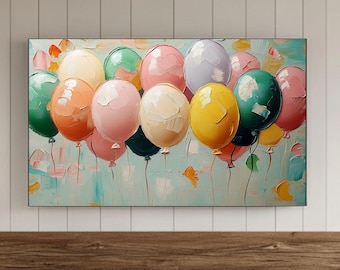 Geburtstag Samsung Rahmen Tv Wandkunst, alles Gute zum Geburtstag ölgemalte Luftballons Bildschirmschoner, digitaler Download für Hintergrund