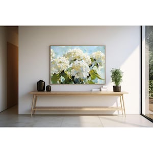 White Hydrangea Flowers Frame Tv Art Spring Digital Download Floral