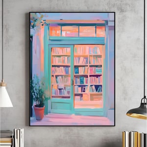 Bookshop Wall Art, Book Nook Decor, Cozy Bookstore Poster, Reading Nook, Vintage Bookshop Aesthetic Digital File, Bookish Merch Printable