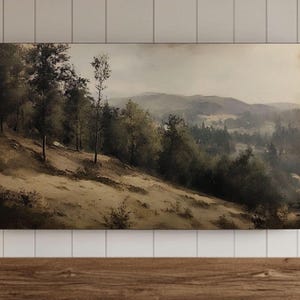 Moody Spring Frame TV Wall Art, Vintage Country Landscape Oil Painting, Dark Rustic Farmhouse Decor, Antique Summer Scenery Screensaver