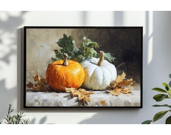 Vintage Pumpkin Thanksgiving Art Print, Rustic Fall Decor (Digital Download)