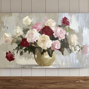 Impressionist-style Floral Frame TV Wall Art Print, Valentines Day Digital File, Valentines Screensaver, Valentines Floral Print