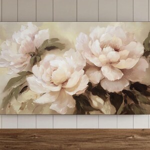 Vintage Peony Flower Frame TV Wall Art, Spring Painting Samsung Screensaver, Easter Botanical Flowers, Victorian Home Decor, Valentines Day