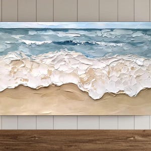 Blue Summer Frame Tv Wall Art, Abstract Ocean Waves Samsung Digital Download, Soft Blue Seascape Beach Painting Print, Cool Toned Textured