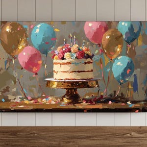 Vintage Happy Birthday Frame TV Wall Art, Birthday Samsung Screensaver, Birthday Art Background, Birthday Art Digital File, Bday Cake