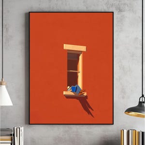 Bold Minimalist Digital Wall Art, Aesthetic Home Decor Painting, Warm Sunny Colorful Print, Book Lover Digital Download, Dopamine Decor