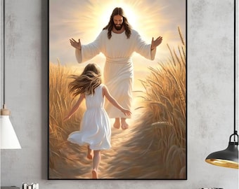 A Leap of Faith Wall Art, Christian Art, Jesus and Girl Art, Jesus Painting, LDS Art, Bible, Jesus and Children, Jesus Print, Jesus and Kids
