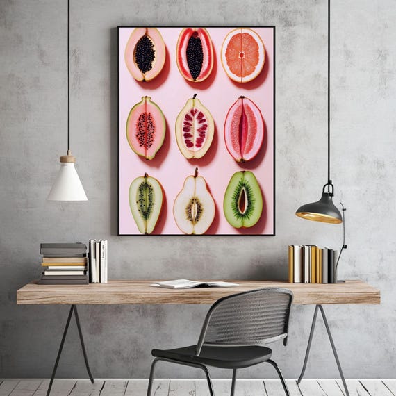 Sliced Feminine Fruit Art Print, Vintage Poster, Empowerment Wall