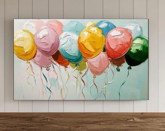 Geburtstag Samsung Rahmen Tv Wandkunst, alles Gute zum Geburtstag ölgemalte Luftballons Bildschirmschoner, digitaler Download für Hintergrund