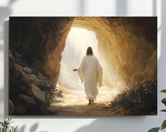 Jesus Christ Resurrected Wall Art, Easter Painting, Jesus Christ Leaving The Tomb PRINT, Jesus Alive, Christian Digital File, Ressurection