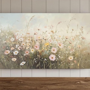Summer Wildflowers FRAME TV Wall Art, Field of Flowers Samsung Screensaver, Spring Country Farmhouse Cottage Vintage Style Background