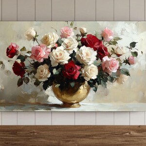 Impressionist-style Floral Frame TV Wall Art Print, Valentines Day Digital File, Valentines Screensaver, Valentines Floral Print
