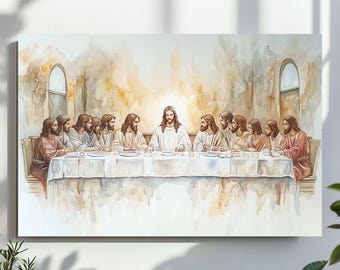 The Last Supper Wall Art, Modern Christian, Bible, Jesus Prints, Catholic Art, Jesus Painting, Christian Printable, Picture of Jesus PNG
