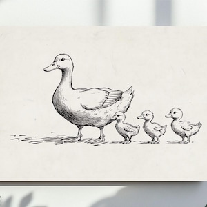 Rustic Nursery Wall Art, Duck Sketch, Cute Animal Print for Kids Room Decor, Farmhouse Nursery Art, Vintage Nursery, Digital Download
