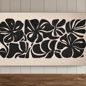 Japandi Art Black & Beige Botanical Samsung Frame TV Wall Art, Art Flower Digital, Modern Nordic Print, Boho Neutral, Abstract Dark Floral