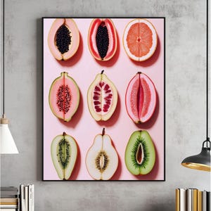 Sliced Feminine Fruit Art Print, Vintage Poster, Empowerment Wall Decor, Body Positivity Print, Signed Art Print Wall Decor Digital Download