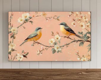 Rosa Chinoiserie Rahmen Tv Art, Chinoiserie Samsung Wandkunst, Frühling Bildschirmschoner, Princesscore Cottagecore Dekor, Bauernhausdekor