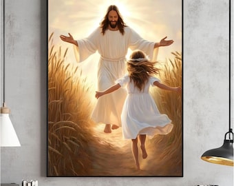 A Leap of Faith Wall Art, Christian Art, Jesus and Girl Art, Jesus Painting, LDS Art, Bible, Jesus and Children, Jesus Print, Jesus and Kids