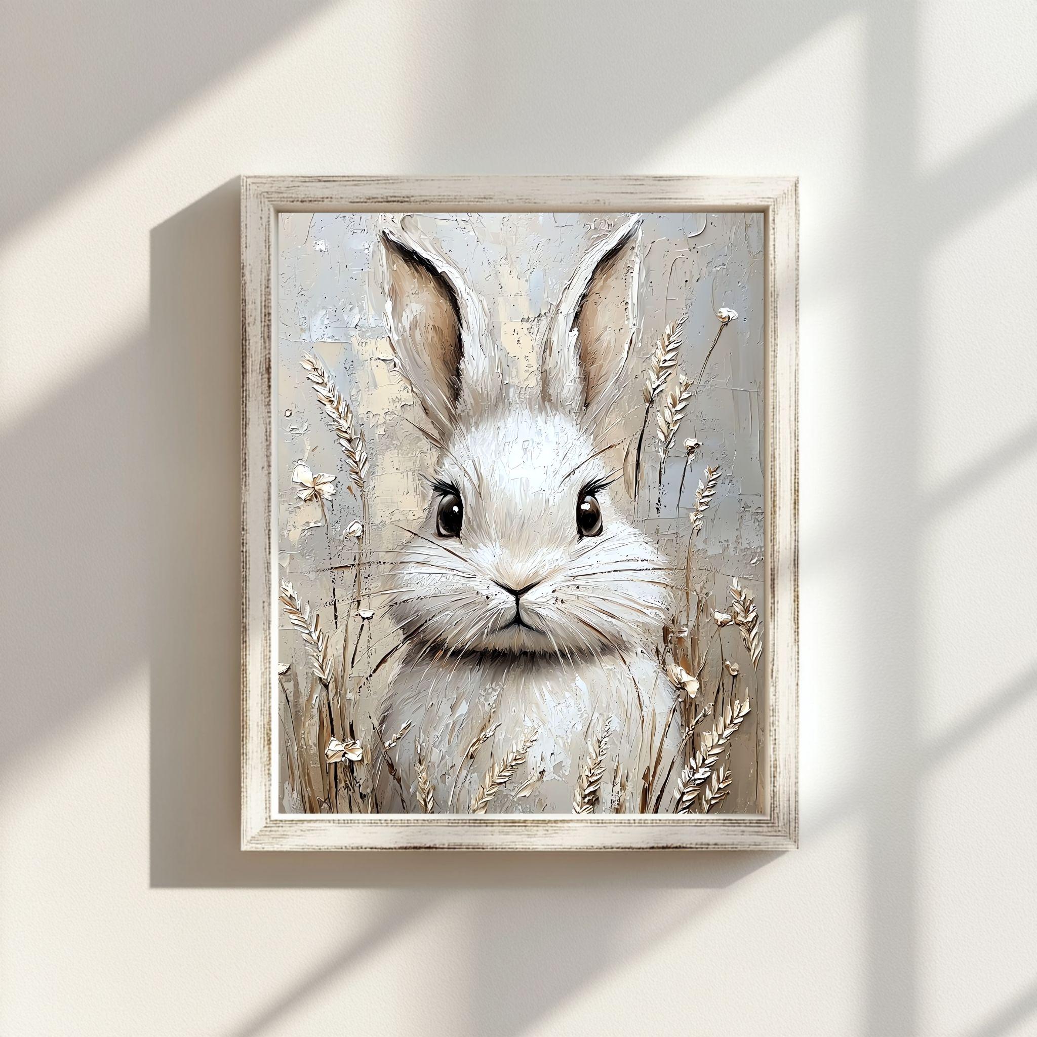 Rabbit Bunny Flower Boho Portrait Wall Art Easter Farmhouse Decor rabbit-bunny-flower-boho-portrait-wall-art-easter-farmhouse-decor