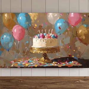 Vintage Happy Birthday Frame TV Wall Art, Birthday Samsung Screensaver, Birthday Art Background, Birthday Art Digital File, Bday Cake