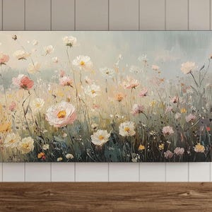 Summer Wildflowers FRAME TV Wall Art, Field of Flowers Samsung Screensaver, Spring Country Farmhouse Cottage Vintage Style Background