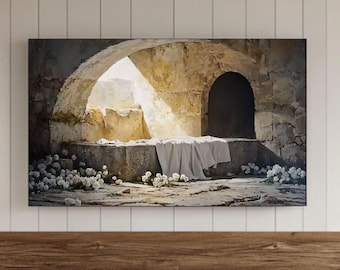He is Risen Frame Tv Wall Art, Easter Decor, Samsung Wallpaper, Religious Screensaver, Easter Tomb Digital Download, Jesus Print