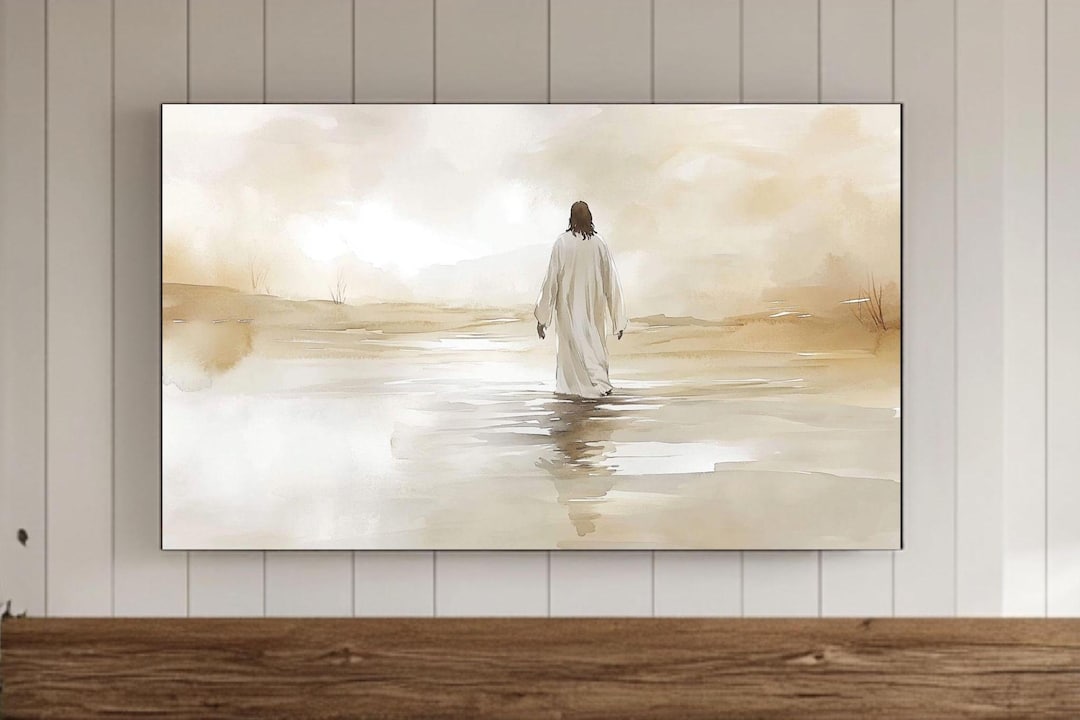 Jesus Walking on Water Frame TV Wall Art, Christian Religious Oil ...