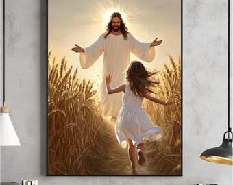 A Leap of Faith Wall Art, Christian Art, Jesus and Girl Art, Jesus Painting, LDS Art, Bible, Jesus and Children, Jesus Print, Jesus and Kids