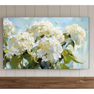 White Hydrangea Flowers Frame Tv Art Spring Digital Download Floral