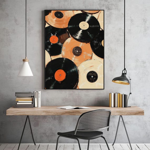 Vintage Record Eclectic Wall Art, Trendy Art, Retro Printable