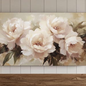 Vintage Peony Flower Frame TV Wall Art, Spring Painting Samsung Screensaver, Easter Botanical Flowers, Victorian Home Decor, Valentines Day