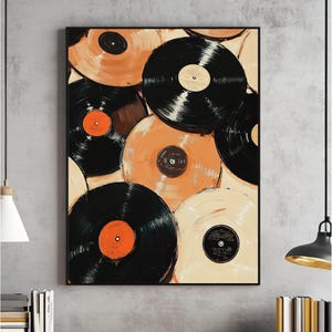 Vintage Schallplatte vielseitige Wandkunst, trendige Kunst, Retro zum ausdrucken, exzentrische Wandbilder, Musik Poster, Vinyl Download, Schallplatten, digitale Datei
