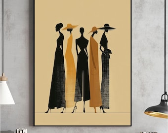 Beige Female Silhouette Digital Wall Art, Minimalist Woman Line Art, Abstract Neutral Body Print, Modern Boho Decor, Instant Download