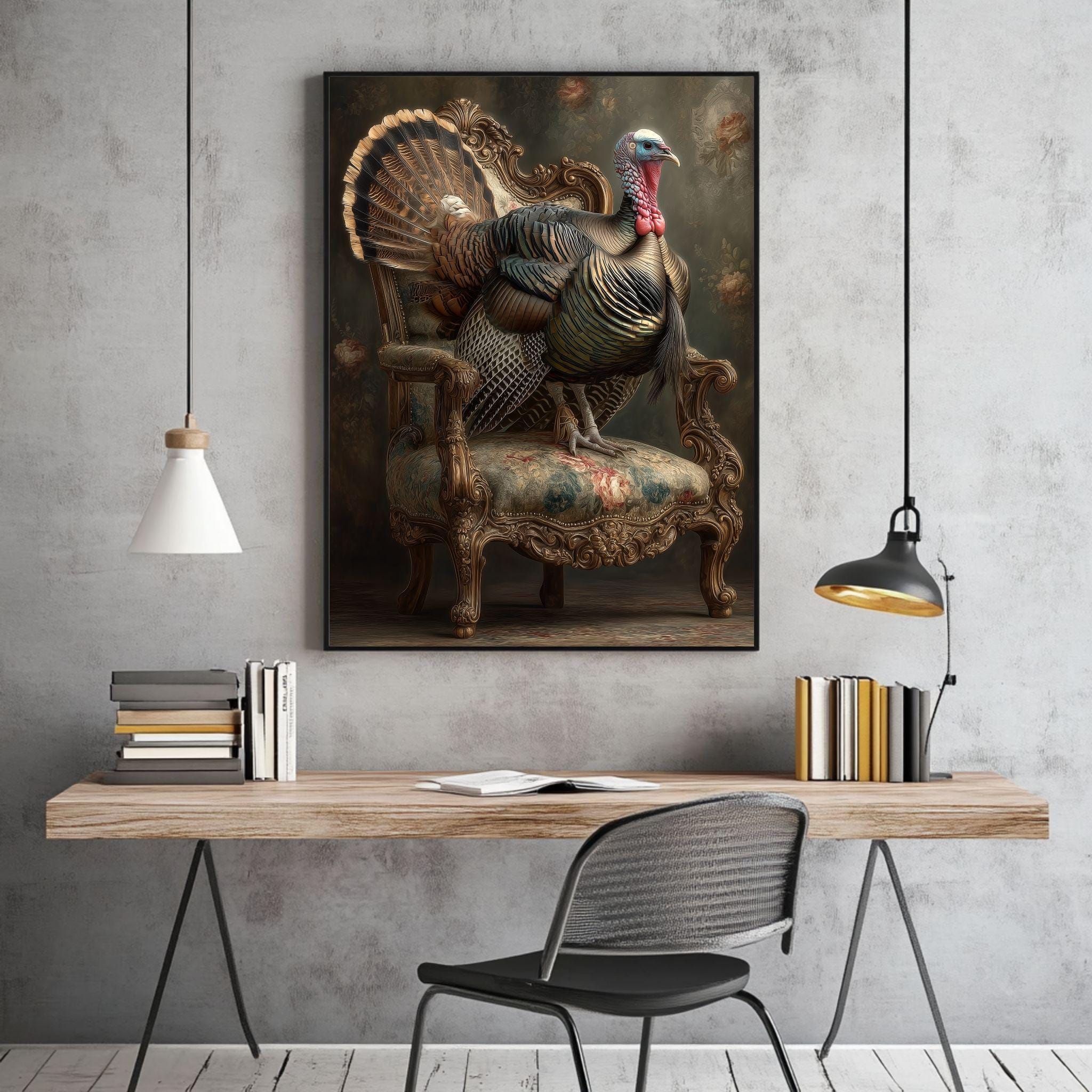 Vintage Turkey Farmhouse Art Print, Rustic Autumn Decor (digital ...