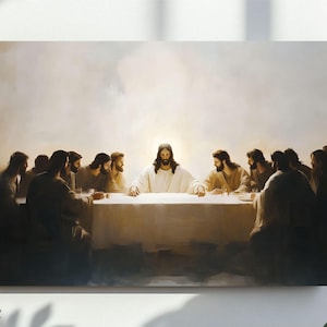Christian Artwork Last Supper Wall Art, Jesus Printable, Jesus Twelve Disciples Instant, The Last Supper Digital File, Oil Painting Print