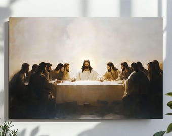 Christian Artwork Last Supper Wall Art, Jesus Printable, Jesus Twelve Disciples Instant, The Last Supper Digital File, Oil Painting Print
