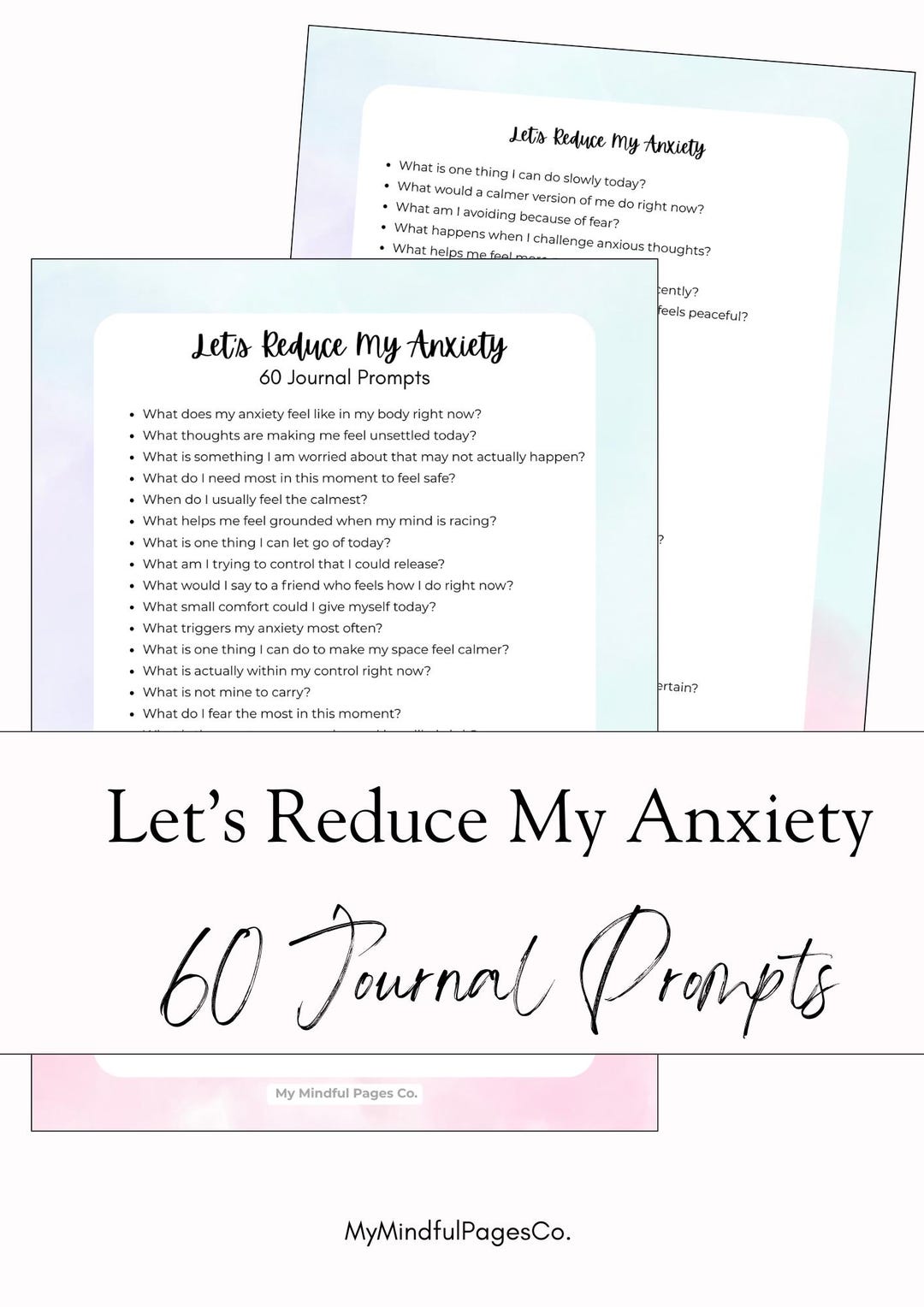 Let’s Reduce My Anxiety | 60 Calming Journal Prompts | Mental Health ...