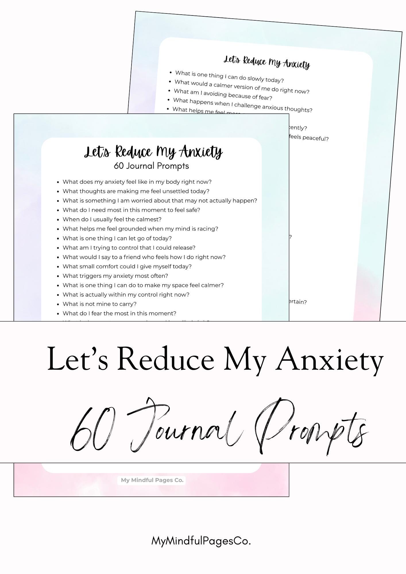 Chapter 60 Journal Let’s Reduce My Anxiety | 60 Calming Journal Prompts | Mental Health ...