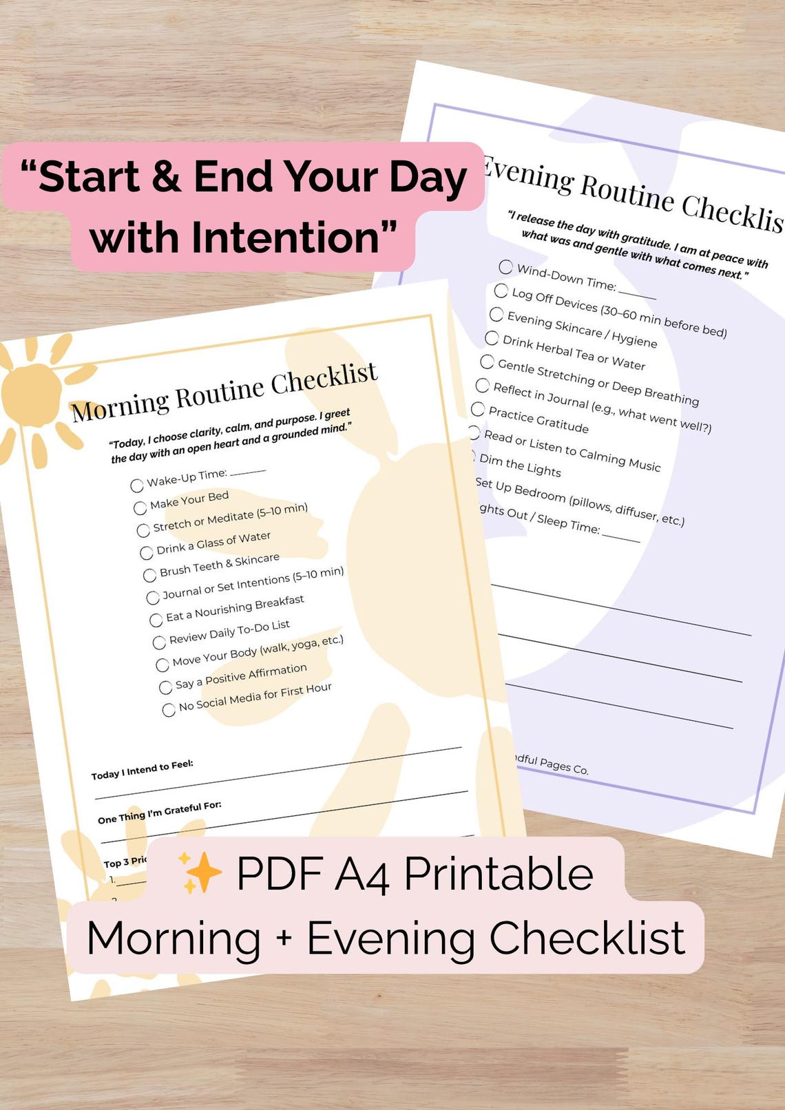 Morning & Evening Routine Printable | A4 Daily Mindfulness Checklist ...
