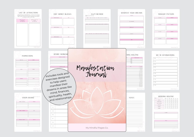Manifestation Journal Printable – 369 Method, Vision Board ...
