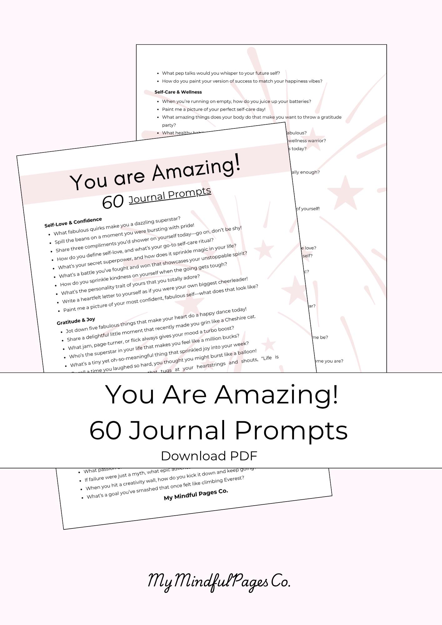 Chapter 60 Journal 60 Inspiring Journal Prompts: Self-love & Confidence (printable PDF ...