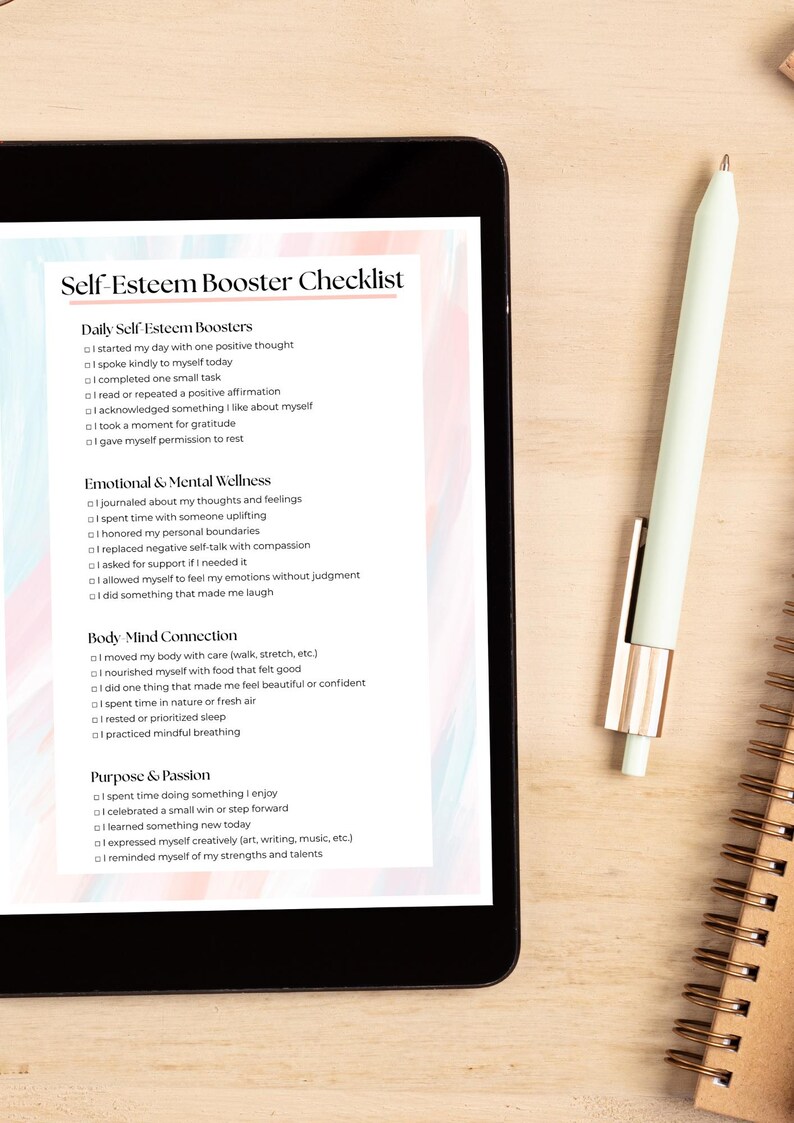 Self-esteem Booster Printable: Confidence Checklist & Mini Guide (PDF ...